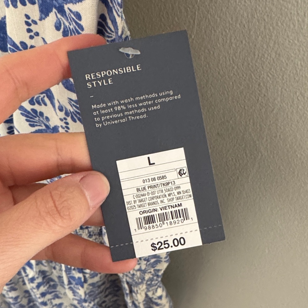 Floral Blue and White Sleeveless Dress - Picture 2 of 2